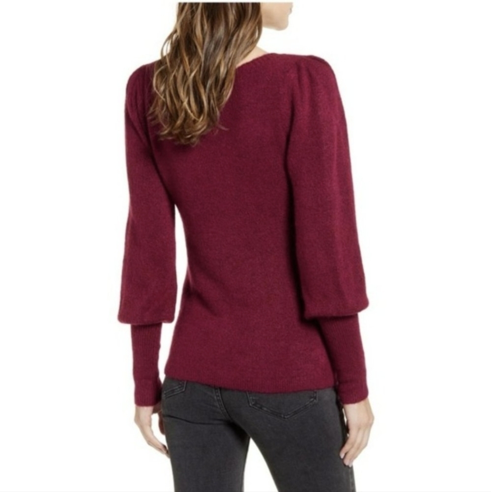 Rachel Parcell Womens Sweater Puff Sleeves Coquette Girly Hot Pink Barbie Large - Picture 9 of 13